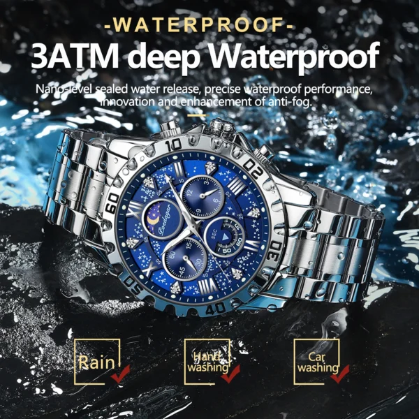Top Luxury Man Wristwatch Waterproof Luminous Chronograph Men's Quartz Watch Stainless Steel Casual Sports Men Watches - Image 3
