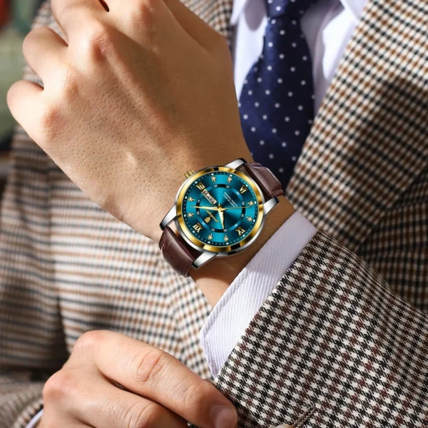 Luxury Man Wristwatch Waterproof Luminous Date Week Leather Watch For Men Sports Quartz Men's Watches Male Clock Reloj - Image 5