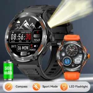 Smart Watch 3ATM Waterproof 1.53" New KT76 Men Sport With Compass And LED Flashlight Heart Rate Sleep Analysis Bluetooth