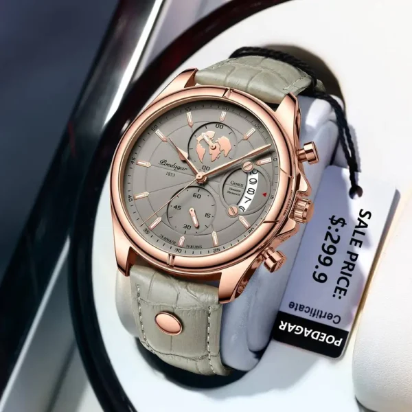 Luxury Casual Sport Watch Top Brand Creative Chronograph Leather Strap Date Waterproof Men's Watches Relogio Masculino - Image 2