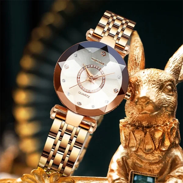 SENO Ocean Star Women Crystal Watch 2025 Top Brand Luxury Rose Gold Women Bracelet Watch For Ladies Wrist Watch Relogio Feminino - Image 2