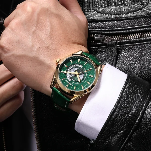 Luxury Mens Watches New Fashion Creative Earth Quartz Wristwatch Leather Sport Watch for Men Clock Relogio Masculino - Image 2