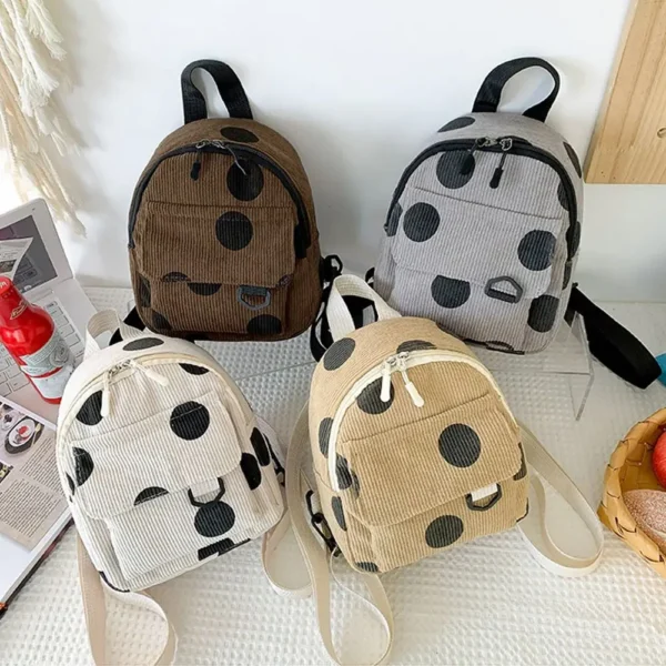 Fashion Women's Mini Backpack Large Capacity Corduroy Backpack Travel Multiple Pocket Rucksack Casual Schoolbag - Image 2