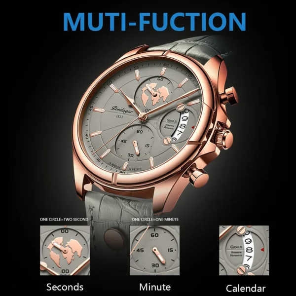 Luxury Casual Sport Watch Top Brand Creative Chronograph Leather Strap Date Waterproof Men's Watches Relogio Masculino - Image 4