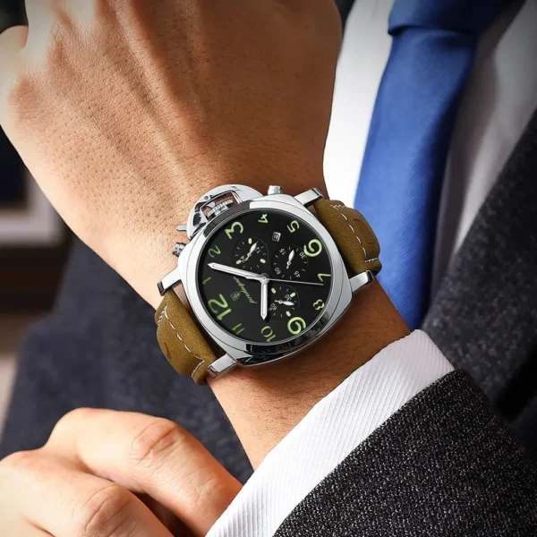 Luxury Military Watch For Men Waterproof Luminous Date Chronograph Man Watch Sports Casual Leather Men's Quartz Watches - Image 6