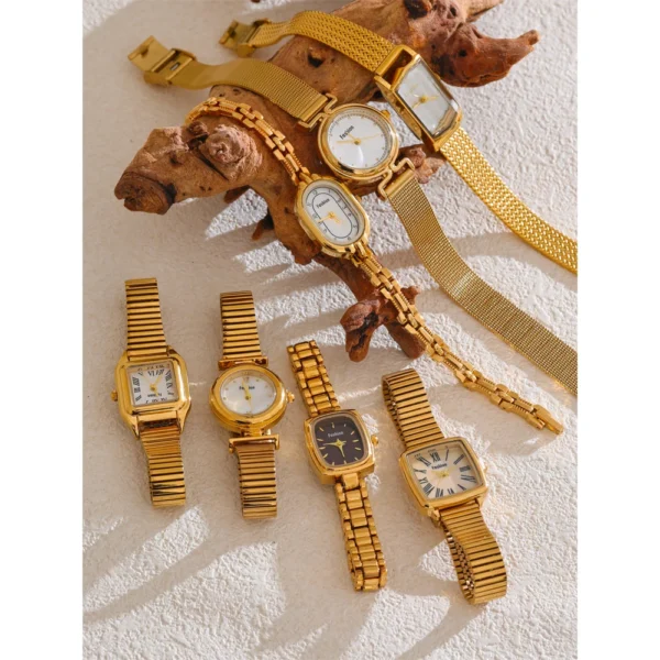 Yhpup Fashion Stainless Steel Lades' Watch with Japan Movement Waterproof Polished Shiny 18K Gold PVD Plated Jewelry Accessories - Image 4