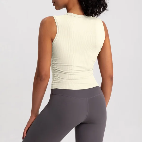 2025 Summer Women's Sports Vest Tank Vest Sleeveless Yoga Vest ruched Slim-fit Quick-dry Sports Tops Running Shirt Fitness Top - Image 2