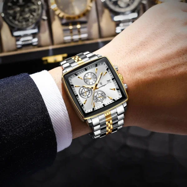 Luxury Square Sport Man Wristwatch Waterproof Luminous Chronograph Quartz Men's Watches Stainless Steel Men Watch Reloj - Image 5