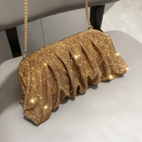 Shiny Rhinestones Handmade Evening Clutch Bags New Folds Purses and Handbags Luxury Designer Wedding Party High Quality - Image 9