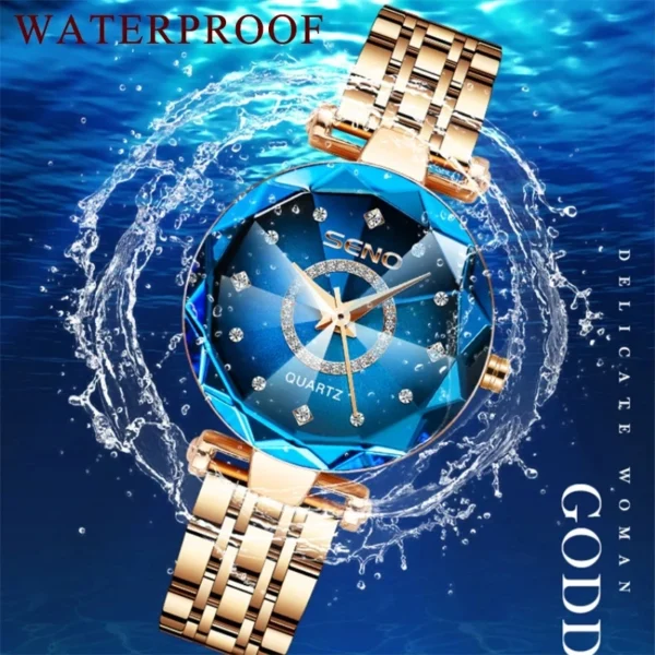 SENO Ocean Star Women Crystal Watch 2025 Top Brand Luxury Rose Gold Women Bracelet Watch For Ladies Wrist Watch Relogio Feminino - Image 5