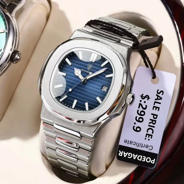 Luxury Watch For Man Waterproof Luminous Date Men Wristwatch Square Stainless Steel Business Men's Quartz Watches Reloj - Image 2