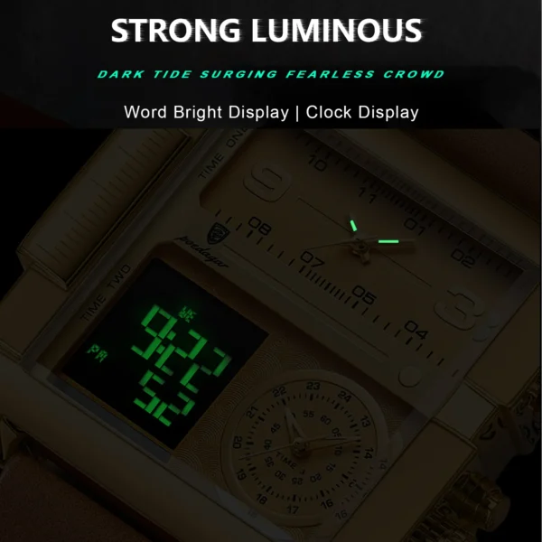 Luxury Man Wristwatch Rectangle Waterproof Luminous Day Week Men Watch Digital Multifunction Men's Watches Quartz Reloj - Image 2