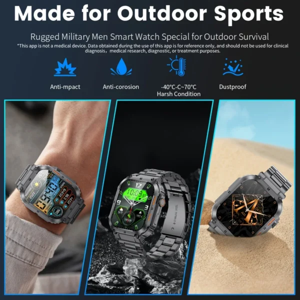 LIGE 1.96 inch New Bluetooth Call Smart Watch Men Sport Fitness Tracker Smartwatch for Android IOS Calculator 400mAh Big battery - Image 5