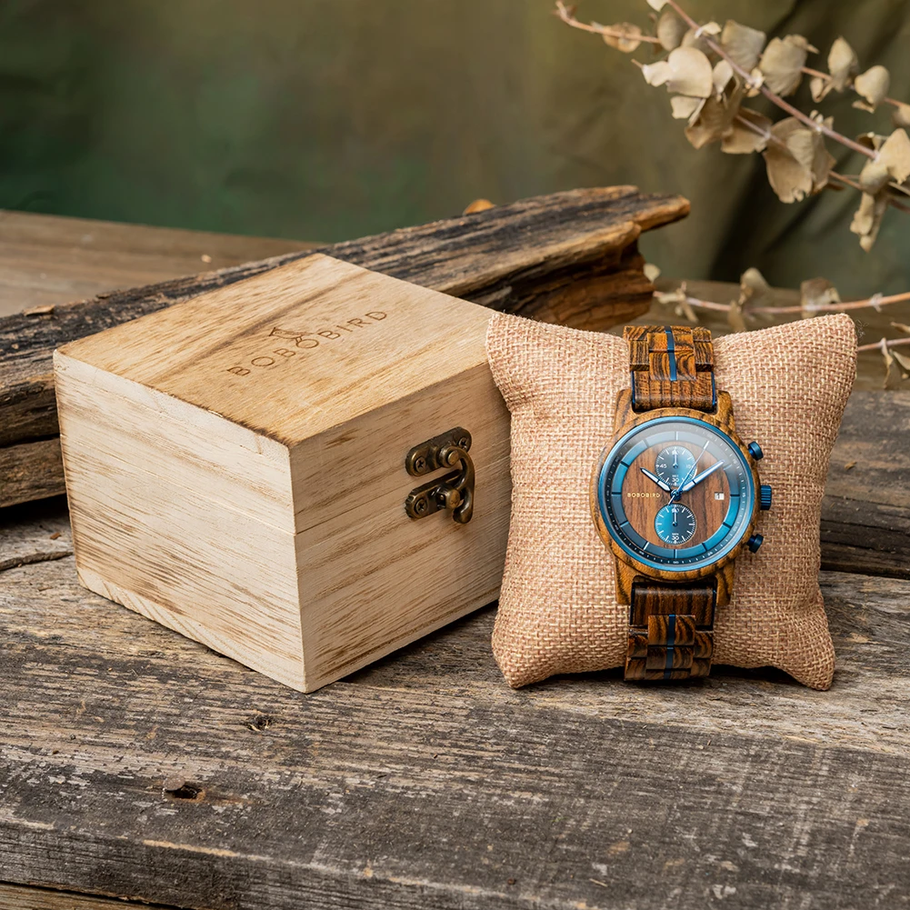 BOBO BIRD Wood Watch Men Business Japanese Quartz Movement Watches Engraved Chronograph Wristwatch with Date Display Custom Gift - Image 6