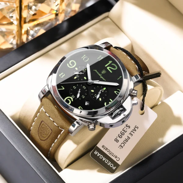 Luxury Military Watch For Men Waterproof Luminous Date Chronograph Man Watch Sports Casual Leather Men's Quartz Watches - Image 2