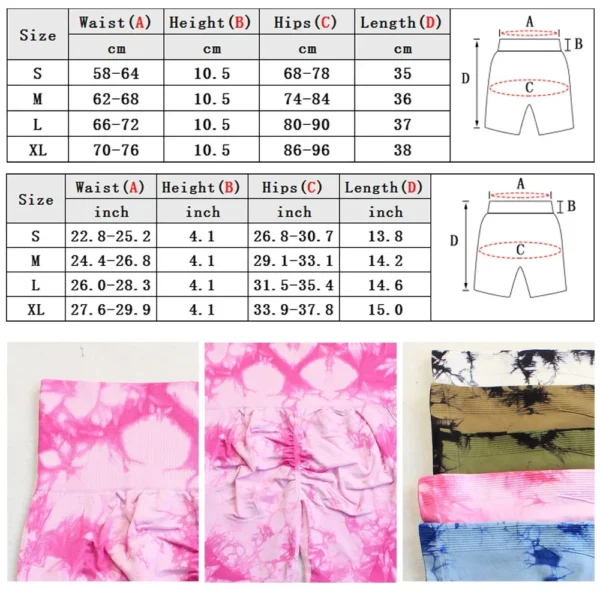 Yoga Shorts for Women Sports Tie Dye Seamless Cycling Running Shorts High Waisted Sports Workout Gym Fitness Shorts S M L XL - Image 3