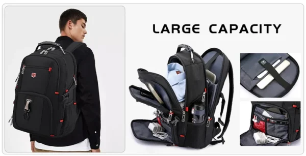 2025 New Waterproof Man Backpack Fit 17inch Laptop USB Charging Backpack Women Oxford Travel Male Bag Vintage School Bag Mochila - Image 7