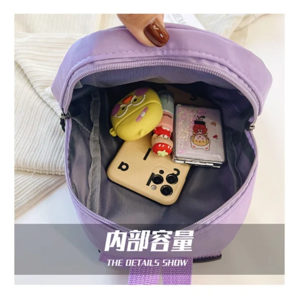 Korean Nylon holographic backpack Women Casual Solid Color Small Schoolbag Travel Bag For Teenager Student School Bag Back - Image 6