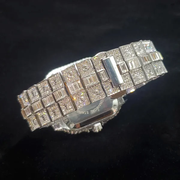 Luxury Diamond Watch for Men Hip Hop Style Bling Bling Iced Out Wristwatch Fashion Square Stainless Steel Waterproof Clock 2024 - Image 4