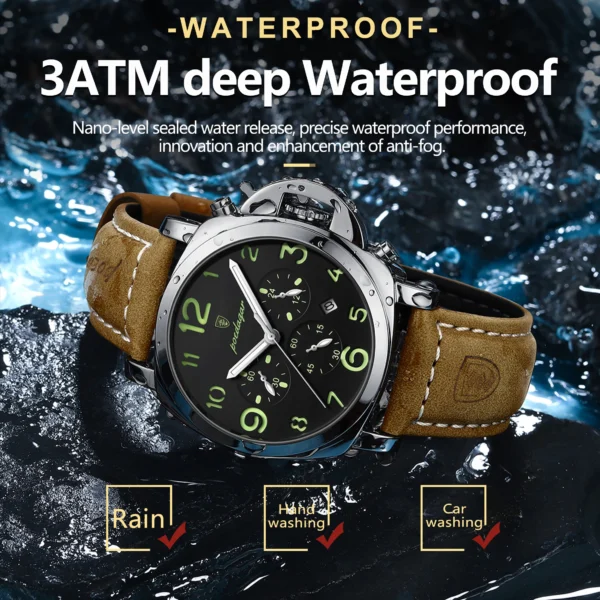 Luxury Military Watch For Men Waterproof Luminous Date Chronograph Man Watch Sports Casual Leather Men's Quartz Watches - Image 3