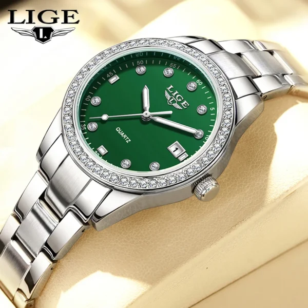 LIGE brand new luxury Women's Watch Luminous Stainless Steel Ladies Clock Gift Waterproof Fashion Watch for Women montre femme - Image 6