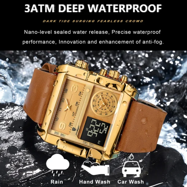 Luxury Man Wristwatch Rectangle Waterproof Luminous Day Week Men Watch Digital Multifunction Men's Watches Quartz Reloj - Image 3