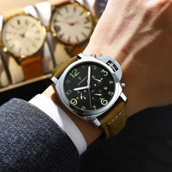 Luxury Military Watch For Men Waterproof Luminous Date Chronograph Man Watch Sports Casual Leather Men's Quartz Watches - Image 5