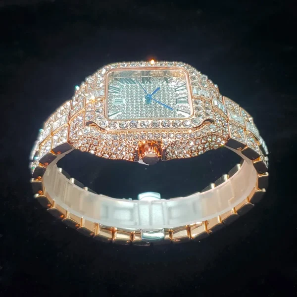 Luxury Diamond Watch for Men Hip Hop Style Bling Bling Iced Out Wristwatch Fashion Square Stainless Steel Waterproof Clock 2024 - Image 12