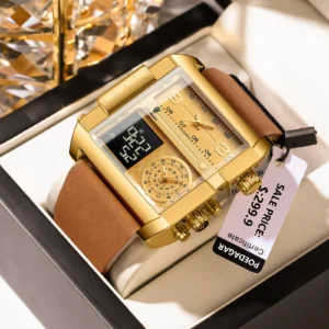 Luxury Man Wristwatch Rectangle Waterproof Luminous Day Week Men Watch Digital Multifunction Men's Watches Quartz Reloj