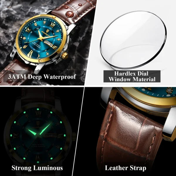 Luxury Man Wristwatch Waterproof Luminous Date Week Leather Watch For Men Sports Quartz Men's Watches Male Clock Reloj - Image 4