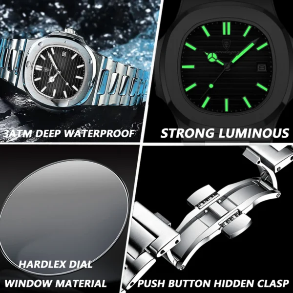 Top Luxury Brand Man Watch Sports Waterproof Luminous Date Men Wristwatch Square Dial Quartz Men's Watches High Quality - Image 4