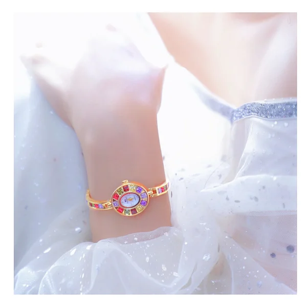 Women's Chain Watch Brand Light Luxury Gold Gradient Rainbow Bracelet Waterproof Ladies Fashion Quartz clock Watches Gift - Image 10