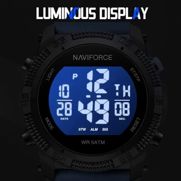 NAVIFORCE Men's Fashion LCD Digital Wristwatch 50m Waterproof Sports Silicone Strap Watches for Man Casual Electronic Male Clock - Image 4