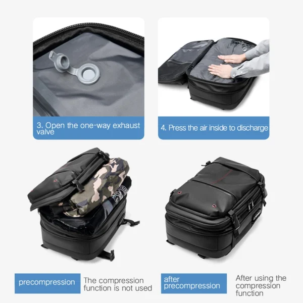Travel Vacuum Compression Backpack 17 inch Laptop Business Backpack Large Capacity Expanded Backpack With Anti-theft Lock - Image 2