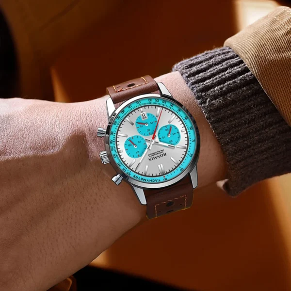 HONMIN Man Luxury Watch High Quality Waterproof Chronograph Luminous Men's Wristwatch Leather Men Quartz Watches Casual Clock - Image 2