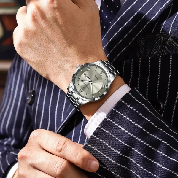 Luxury Fashion Men Clock Waterproof Luminous Date Week Man Wristwatch Sports Stainless Steel Quartz Men's Watches Reloj - Image 6