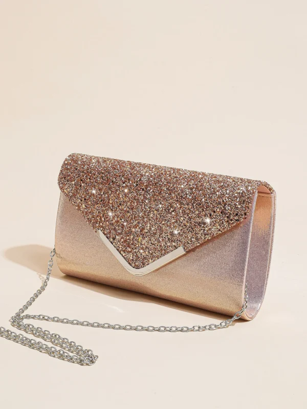 Women Evening Envelope Handbag Prom Sequin Clutch Purse chain Shoulder Cross Body Bag For Party - Image 6