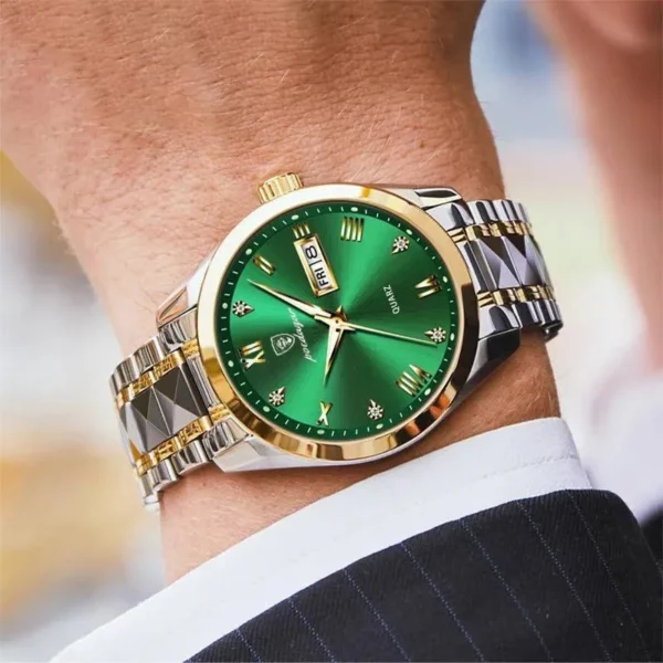 Top Original Men Quartz Watch Green Waterproof Watch For Men's Stainless Steel Man Luxury Watch Luminous Wristwatch - Image 6
