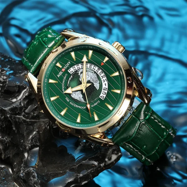 Luxury Mens Watches New Fashion Creative Earth Quartz Wristwatch Leather Sport Watch for Men Clock Relogio Masculino - Image 3