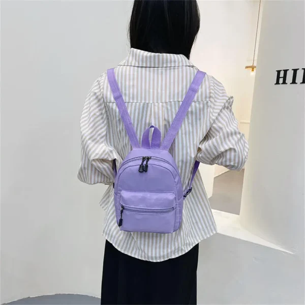 Korean Nylon holographic backpack Women Casual Solid Color Small Schoolbag Travel Bag For Teenager Student School Bag Back - Image 5