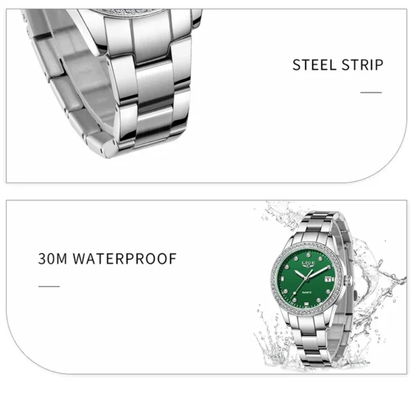 LIGE brand new luxury Women's Watch Luminous Stainless Steel Ladies Clock Gift Waterproof Fashion Watch for Women montre femme - Image 4