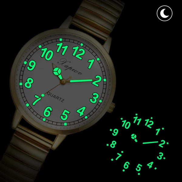 LANCARDO Elastic Women Watch Waterproof Luminous Scale and Hand Hard Steel Bracelet Elastic Strap Watch Simulates Quartz - Image 3