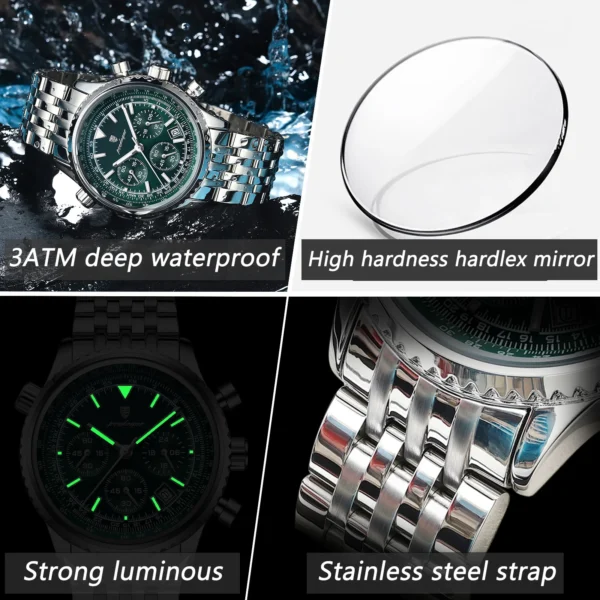 Top Luxury Men Watches Luminous Date Waterproof Chronograph Quartz Man Watch Stainless Steel Sport Military Men's Watch - Image 4