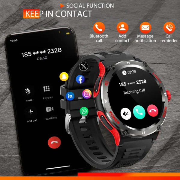 Smart Watch 3ATM Waterproof 1.53" New KT76 Men Sport With Compass And LED Flashlight Heart Rate Sleep Analysis Bluetooth - Image 3