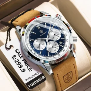 Fashion Luxury Man Watch Leather Luminous Waterproof Chronograph Men's Quartz Wristwatch Sport Military Watches For Men