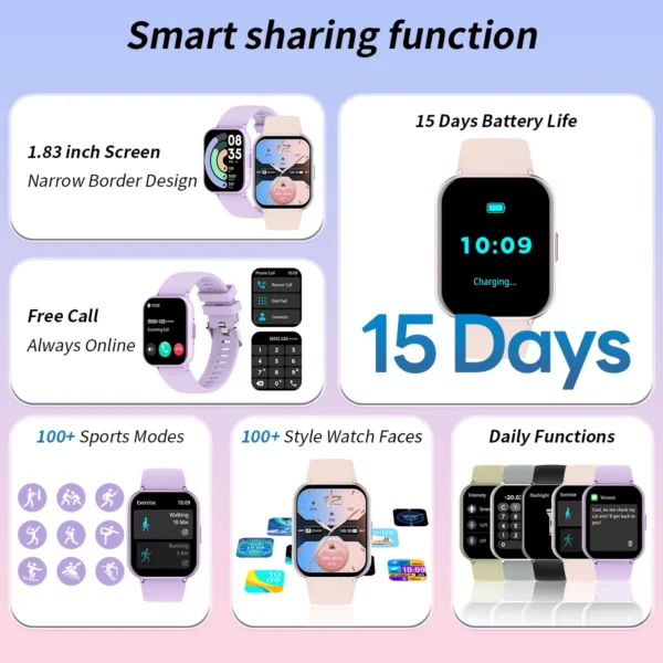 2025 Watch 5 Active Global Edition Smart Watch Heart Rate Monitoring 100+ Sports Mode Wireless Call 7 Days Life Sport Watch - Image 3