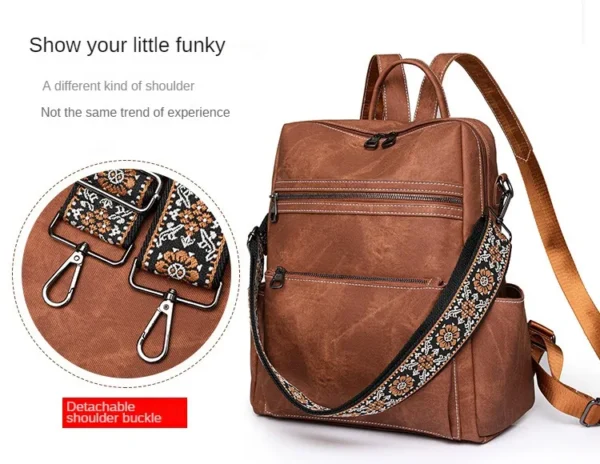 Fashion Designer Travel Women's Backpack Large Capacity Retro Ladies Shoulder Bag Purse Anti-theft Handbags Shoulder Bag - Image 7