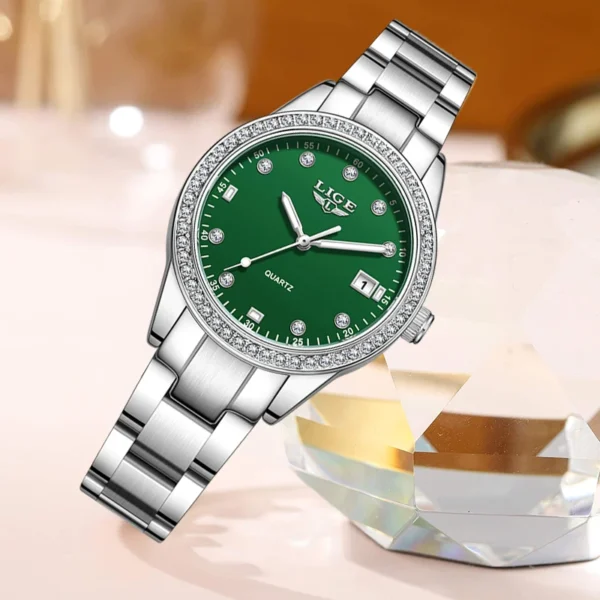 LIGE brand new luxury Women's Watch Luminous Stainless Steel Ladies Clock Gift Waterproof Fashion Watch for Women montre femme - Image 5