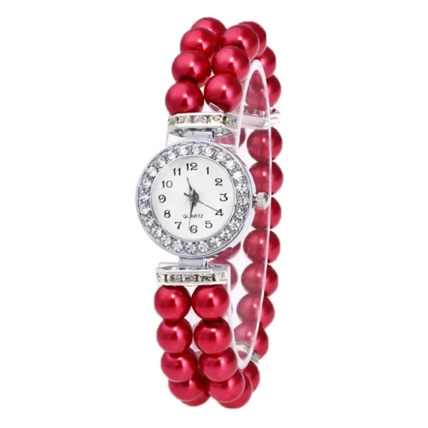 Women Pearl String Watch Strap Quartz Wrist Watch Fashionable Simple Style Quartz Wristwatch Reloj Mujer Montre Femme Relogio - Image 6