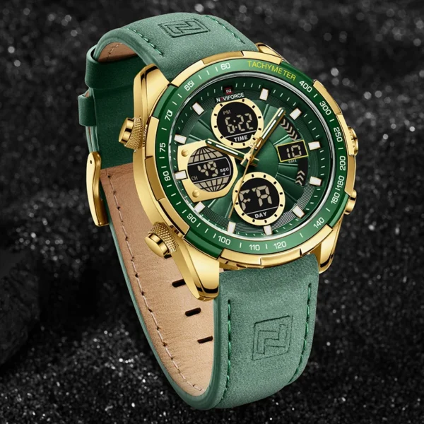 Watches for Men Leather Mens Military Sport Waterproof Watch Quartz WristWatch Chronograph Male Clock - Image 5